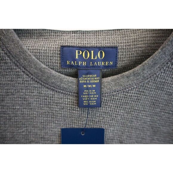 Polo Ralph Lauren PWLC2F Men's Sz M Charcoal Heather Waffle L/S Crew Shirt - Picture 4 of 9